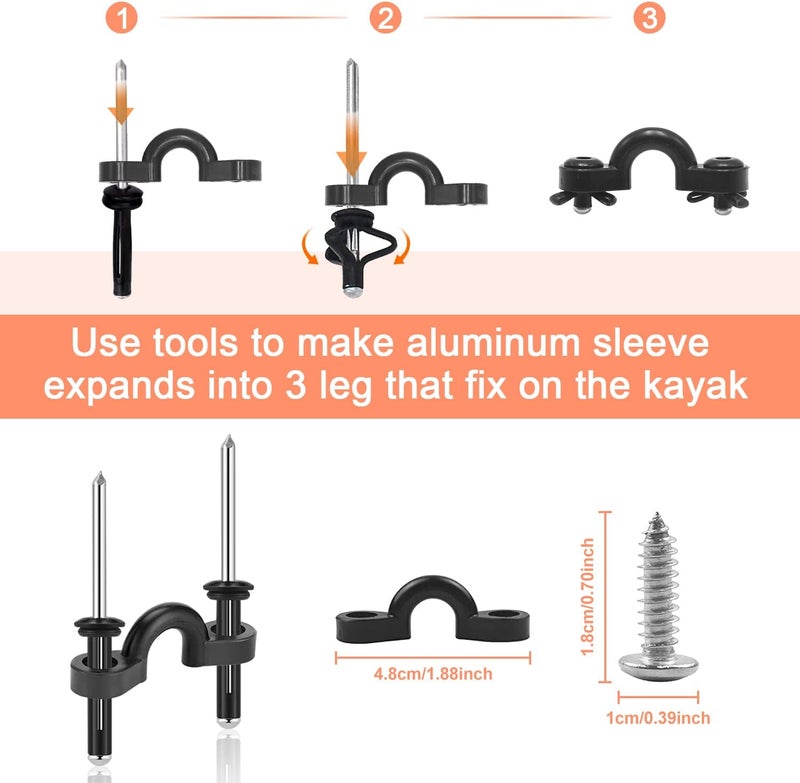 HLOGREE Kayak Handles 2/4 Pack,Kayak Carry Handle with Rivets,Kayak Replacement Handles,Kayak Handles for Emotion/Pelican/Hobie/Lifetime/sit on top/Ocean/Wilderness Accessories,Kayak Parts - Image 2